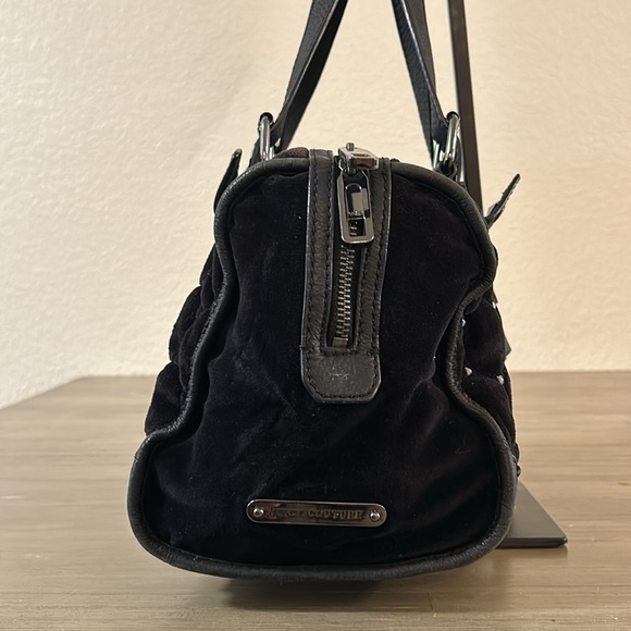 Juicy Couture Black Velvet Quilted Satchel Y2K Vintage - Picture 3 of 9